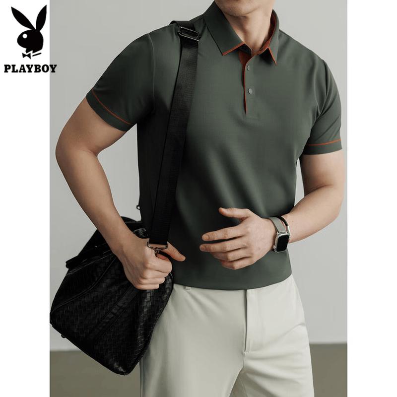 PLAYBOY Men s Summer Slim Fit Cooling Polo T-Shirt 4XL