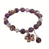 Natural amethyst bracelet with irregular crystals and zirconia, light luxury minimalist style for all-season wear