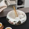 Large Chinese Style Blue and White Porcelain Tea Wash Basin and Cup Washer with Lan Ting Xu Calligraphy - Retro Ceramic Brush Washer