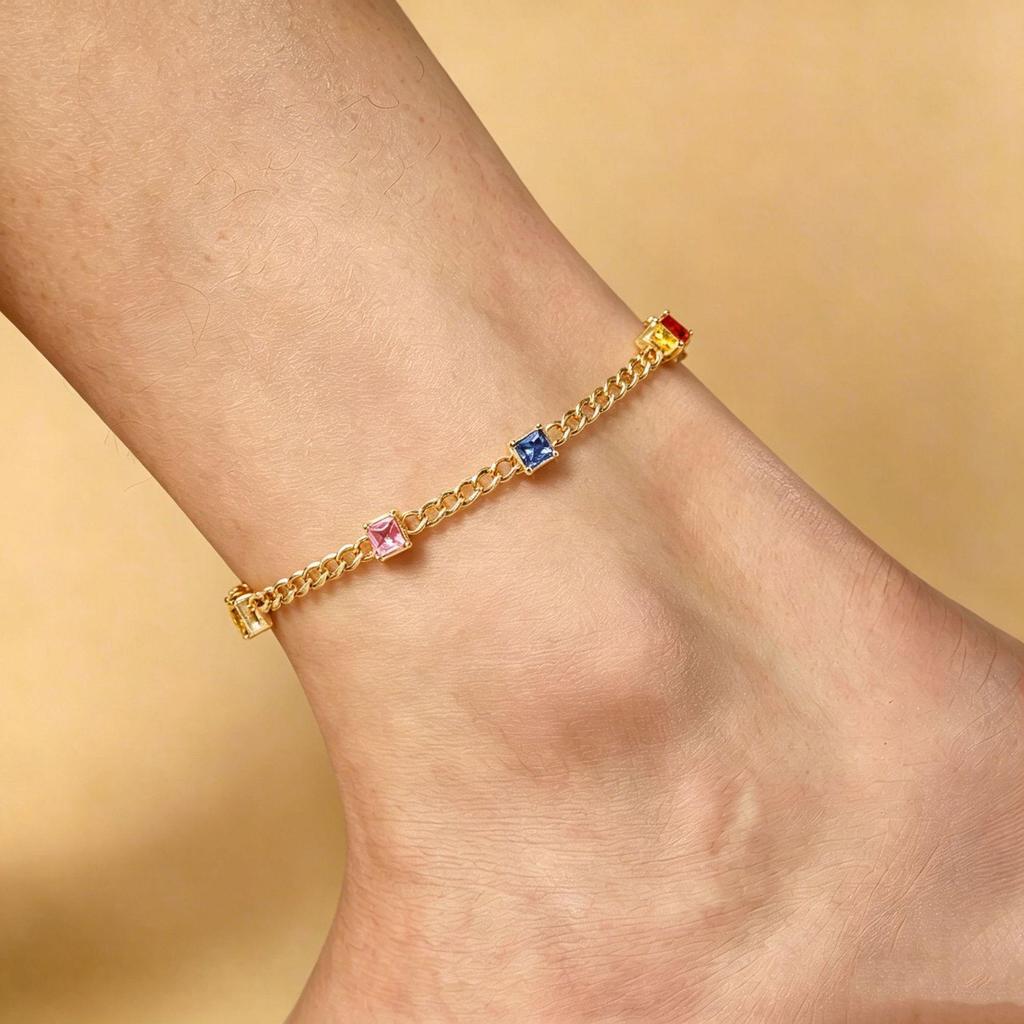 Tide Double-Layer Heart Anklet: 18K Gold-Plated Titanium Steel, Non-fading Fashion Light Luxury for Women