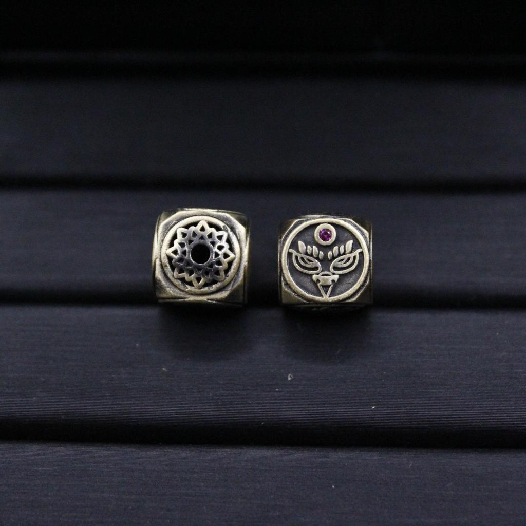 Tibetan Antique Bronze Jambhala Zircon Spacer Beads for DIY Brass Jewelry