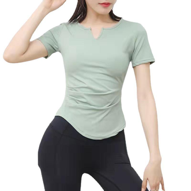 Women's V-neck Short Sleeve Quick-Dry Yoga and Running T-shirt