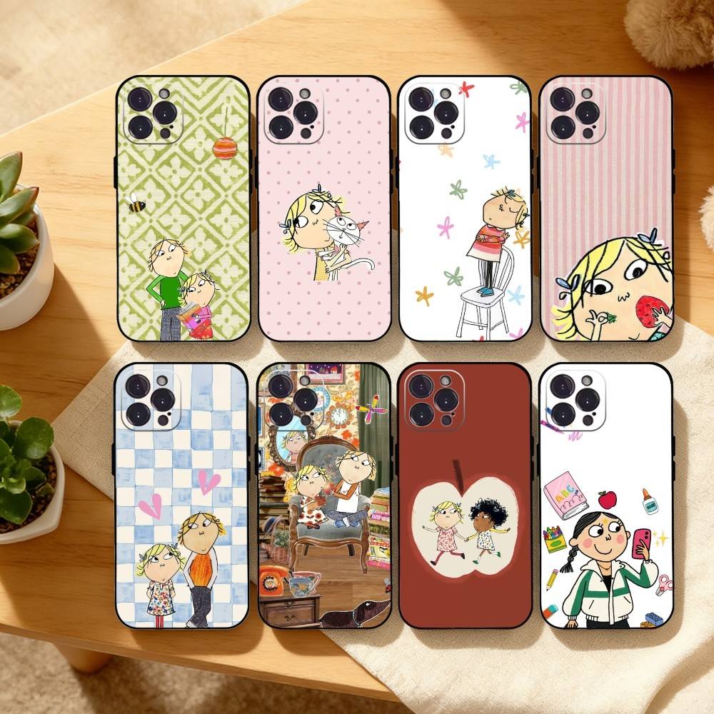 Charlie And Lola Anime Phone Case For iPhone17 16 15 14 13 12 11 Pro Max Plus,5G Soft Black Case