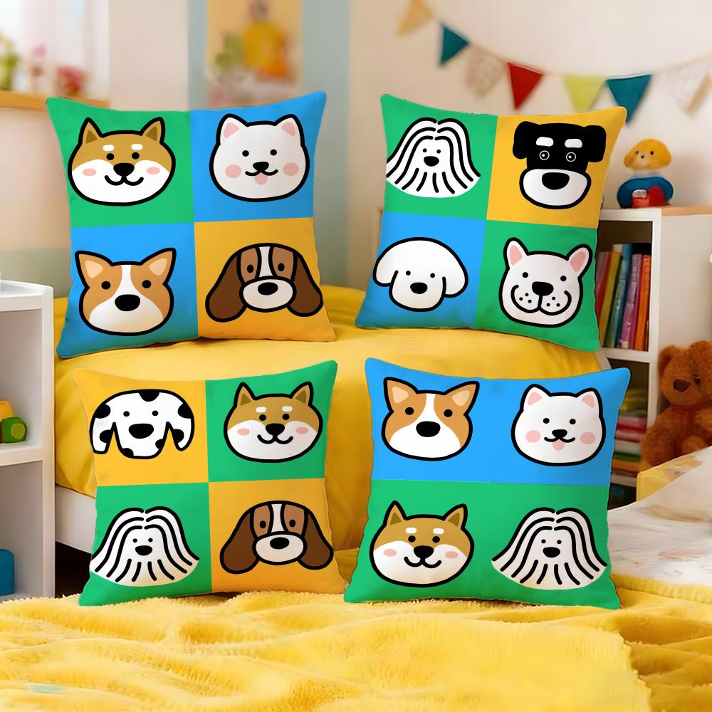 Gentle Cartoon Simple Cute Dog Cushion Cover Premium Soft Pillowcase SkinFriendly MultiPurpose for Home Office Travel