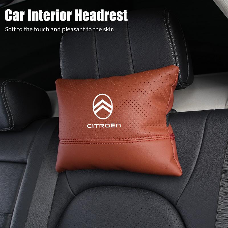 Car Seat Hanging Headrest Leather Neck Pillow Head Protector Accessories For Citroen C4 C3 C5 C1 C2 C-Elysee Berlingo Picasso