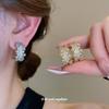 Zircon Letter C-shaped Stud Earrings Exquisite Temperament Earrings Women's Light Luxury Earrings Niche