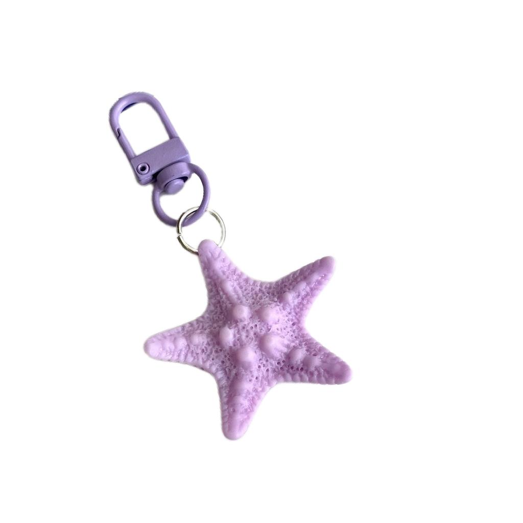 Colorful Starfish Keyring Sea Star Shaped Keychain Handmade Pentagrams Pendant Key Chain Handmade Bag Accessories