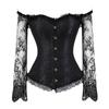Off-Shoulder Langarm Spitzenkorsett-Top, Viktorianisches Bustier Bauchkontrolle Taillenformer Für Hochzeits-Abendmode