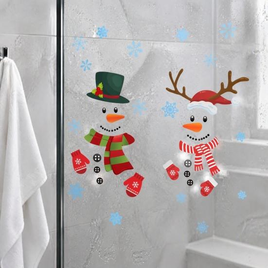 Seasonal Window Decorations 2Pcs Christmas Snowman Static Stickers, Simple Double Clings, Festive Clings PVC Waterproof Decals for Home Glass