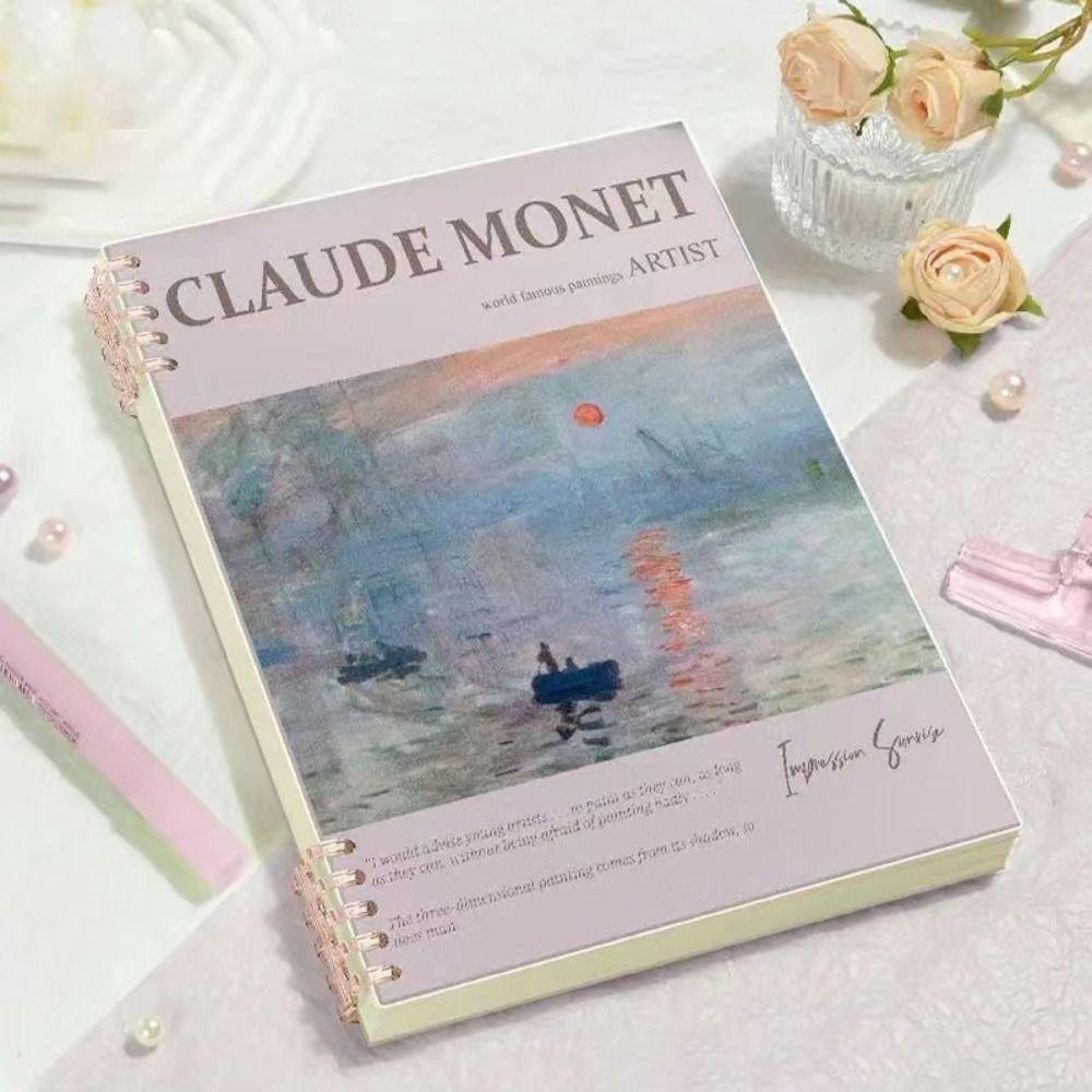 Detachable Core Binder Ring Notepad Monet Oil Paint Spiral Bound Notebook Office School