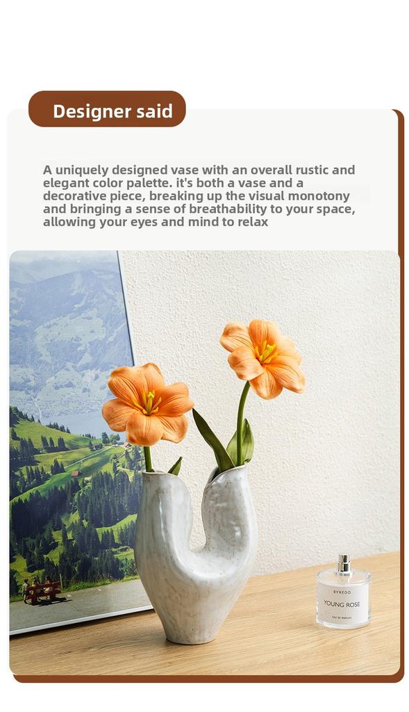 BRCeramic Vase Creative Porcelain Flower Pots Desk Decoration Flower Arrangement Flower Vessel Ornament Room Aesthetic DecorEY