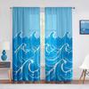 Oriental Culture Hand Drawn Style Japanese Motifs Illustration Wave Tulle Curtains for Living Room Bedroom Sheer Curtain Kitchen
