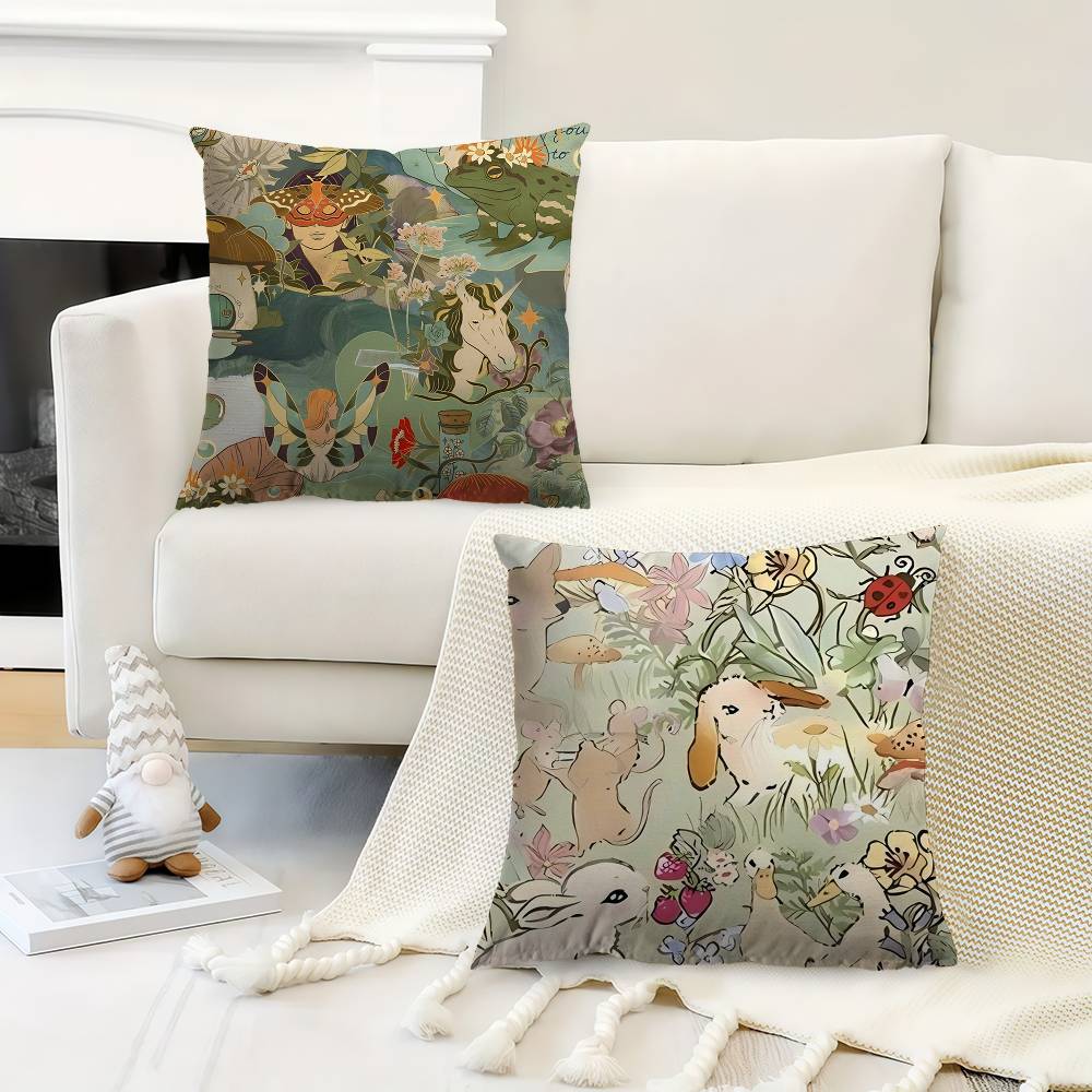 Wildblume Wildwiese Hirsch Ente Kissen Geschenk Heim Büro Dekoration Schlafzimmer Sofa Auto Kissenbezug Hülle 45x45