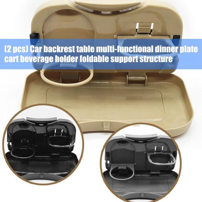 Folding Auto Seat Back Table With Snack Tray Drink Storage Space Saving Design Quick Installation Car Organizers