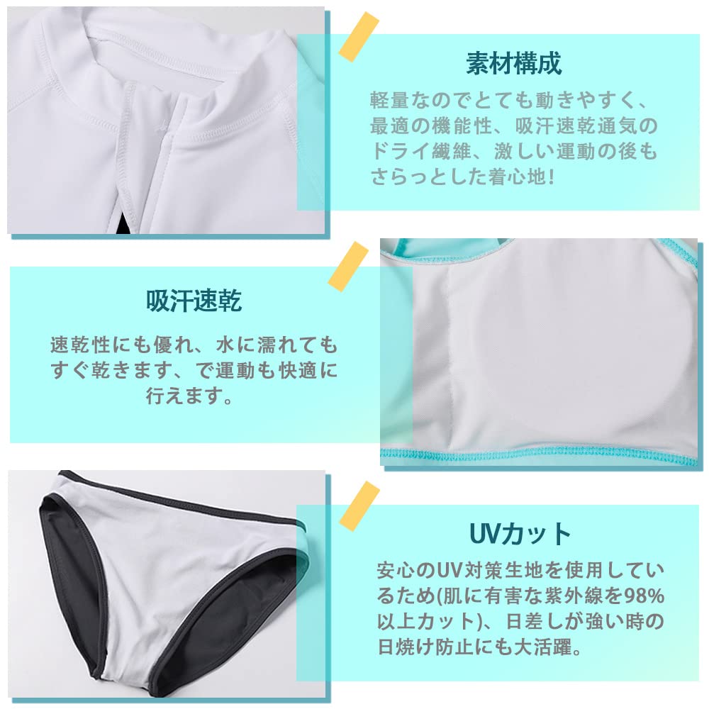 YFMAYI Women's Rash Guard Swimsuit, Fitness, UV Protection, Sweat-Wicking, Quick-Drying, Amphibious, 5-Piece Set