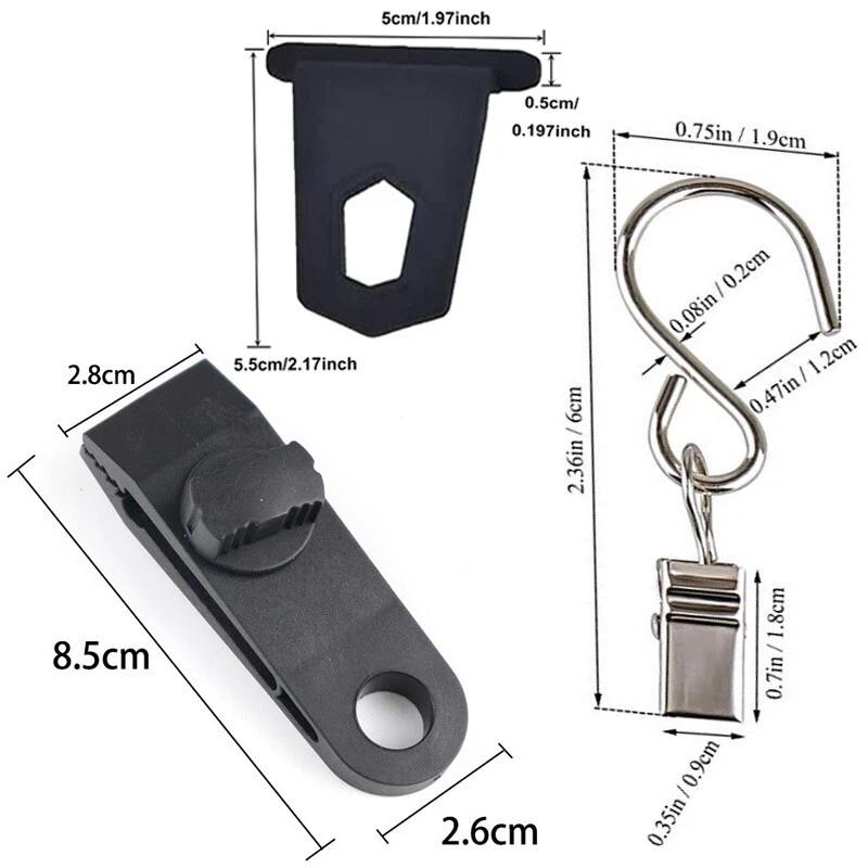 36pcs Awning Rail Hanger Hooks Awning Hooks Camping Hangers S Shaped Accessory Set Camping Tent Clamp Tarp Clips Buckle For RV