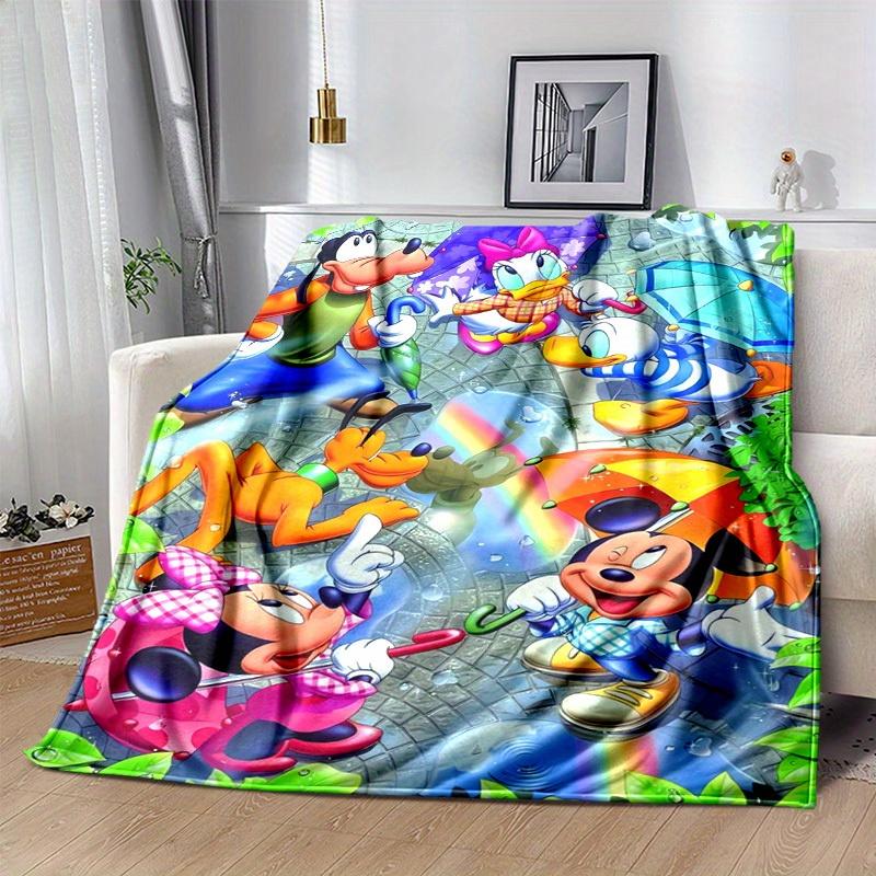 1pc. Cartoon Mickey Mouse and Friends Rainbow Umbrella Blanket, Seasonal Universal Home Decor Gift for Friends and Family, Soft Throw Blanke