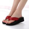 Summer Sequined Flip-flops, Wedge-heeled Home Slippers Beach Shoes Lightweight Slippers