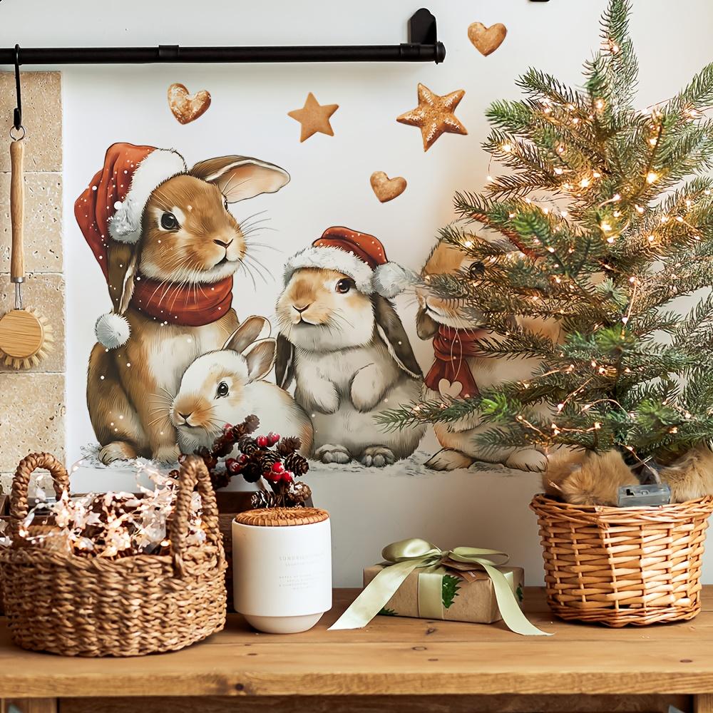1pc Christmas Sticker with Bunny Design - Removable Waterproof  Decal for Wall Art, room decoration room decor aesthetic