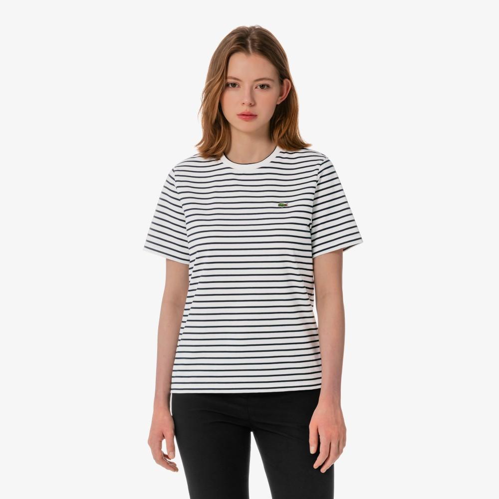 [lacoste] Women's Striped Short Sleeve T-Shirt TF262E-56G