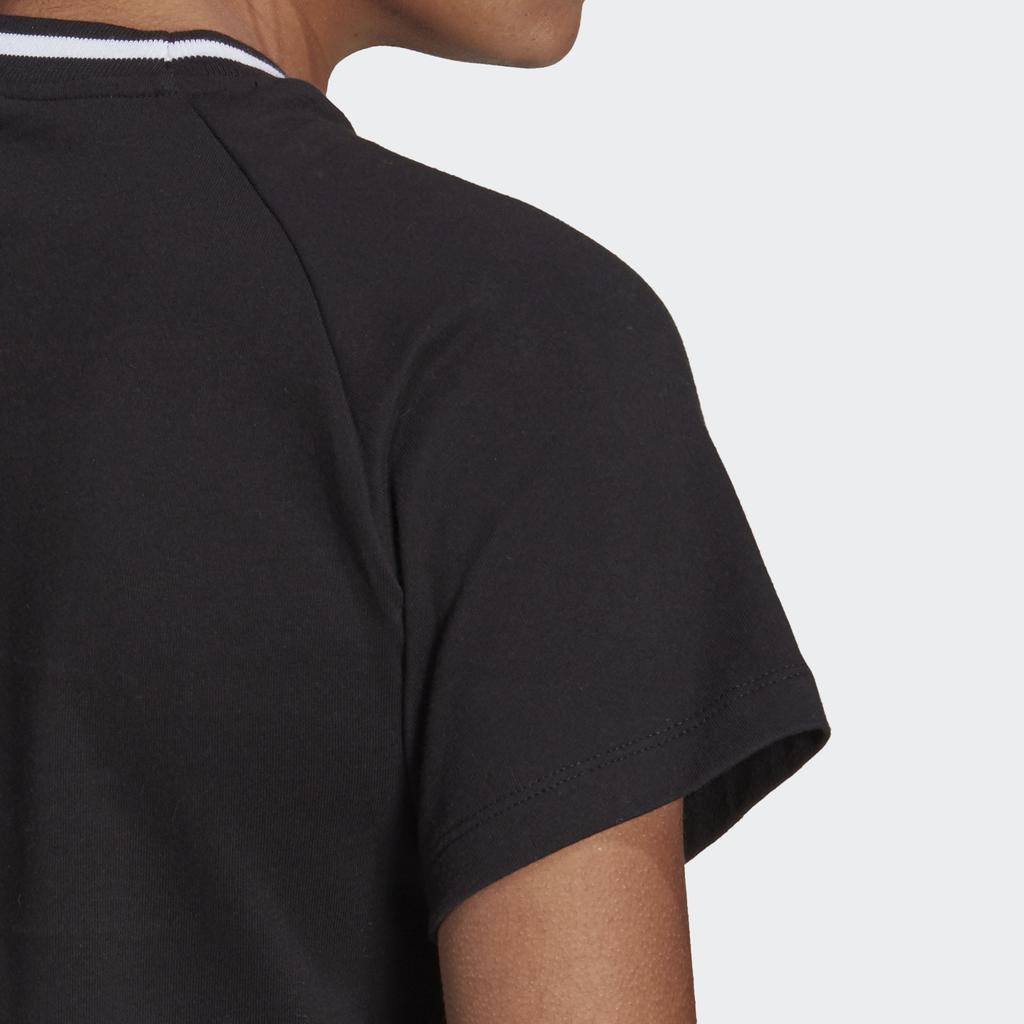 Adidas Originals Cropped Tee Flocked Embroidered Logo Sports T-Shirt Women Tops Black H20253