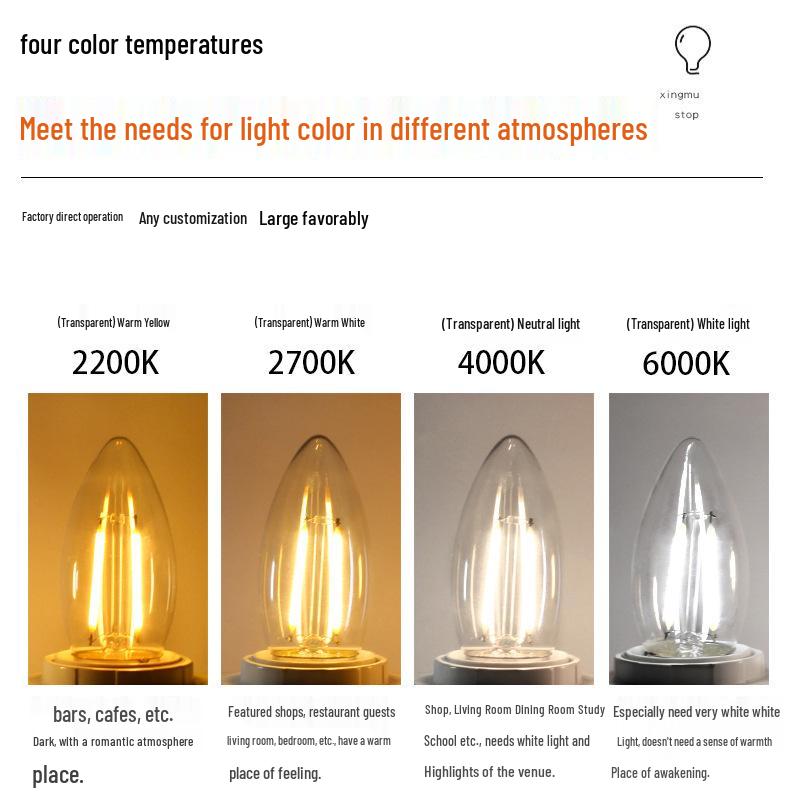 Dimmable LED Edison Bulb - E27/E14 Vintage Style with Warm Light & Energy-Saving Filament for Bedside Lamp