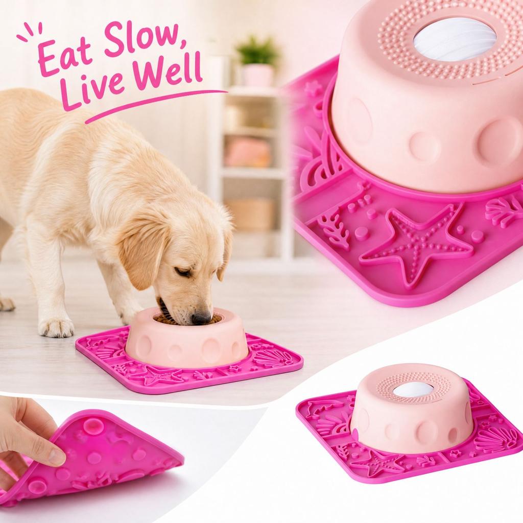 Silicone Non- Pet Slow Feeder Bowl for Dogs and Cats
