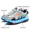 Children's Charging Four-wheel Walking Shoes Girls 2025 New Two-wheel Skates with Lights LED Light-emitting Shoes Roller Skates