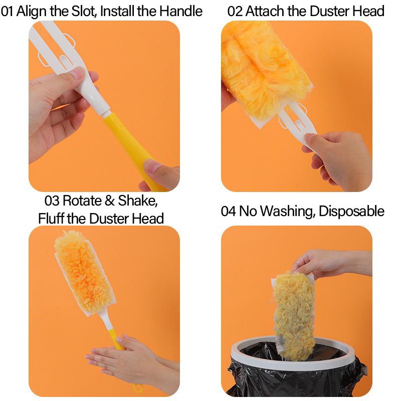 Double Sided Electrostatic Brush Disposable Duster Wedel Swiffer for Dust Refills, Multi-Scenario Spider Webs Cleaning CCD004