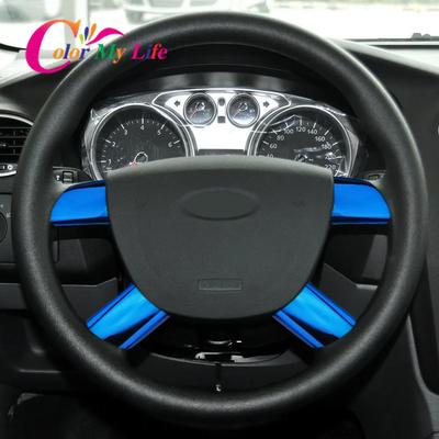 4Pcs/set Car Steering Wheel Panel Decoration Cover Trim for Ford Focus 2 Mk2 2005-2012 Stainless Steel Accessories