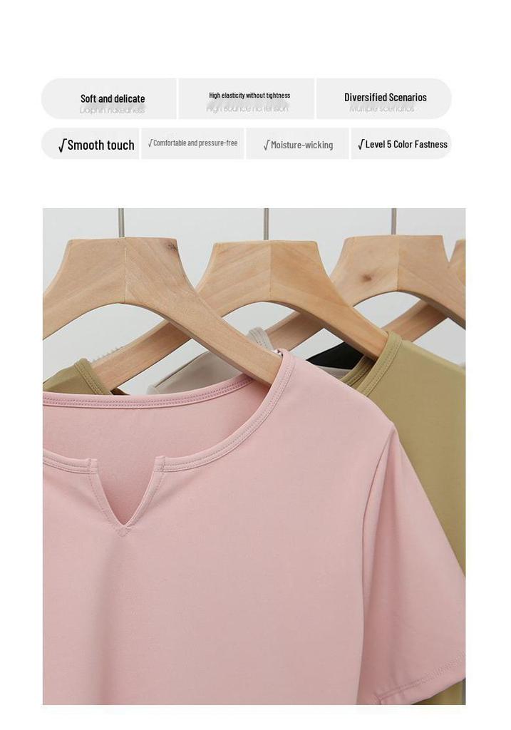 Women's V-Neck Quick-Dry Slim-Fit Sports T-Shirt - Breathable Yoga & Running Top