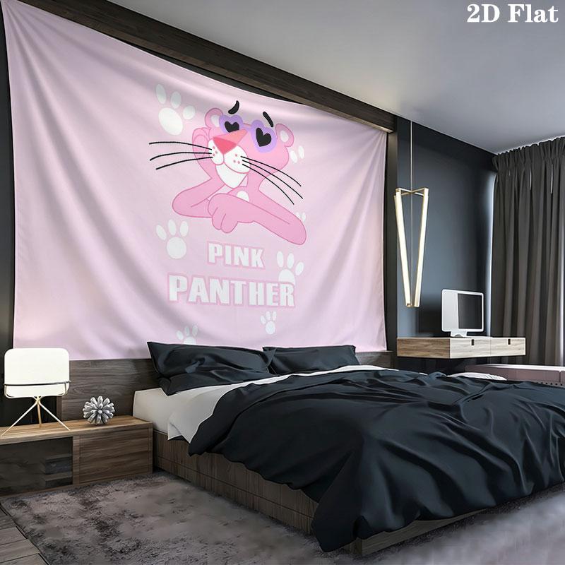 Růžový panter Nástěnná tapiserie, estetická tištěná látková přikrývka, vhodná do ložnice, obývacího pokoje a pro domácí dekoraci.