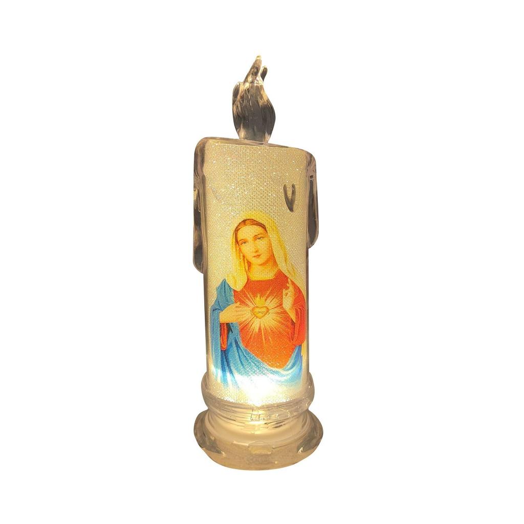 Jesus Catholic Christian Religious Ceremony Virgin Electronic Flameless LED Devotional Prayer Candles Light Religious Decoration