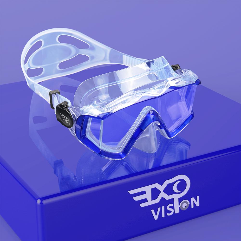 Vuxen Dykmask Pano 3 Panoramisk Härdat Glas Snorkelmask, Premium Simglasögon med Nässkydd Snorkling