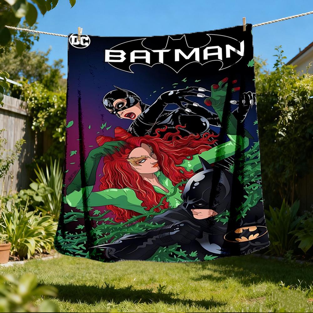 1pc Batman, Catwoman Outdoor Flannel Throw Blanket Soft, Lightweight & Warm 80x120cm