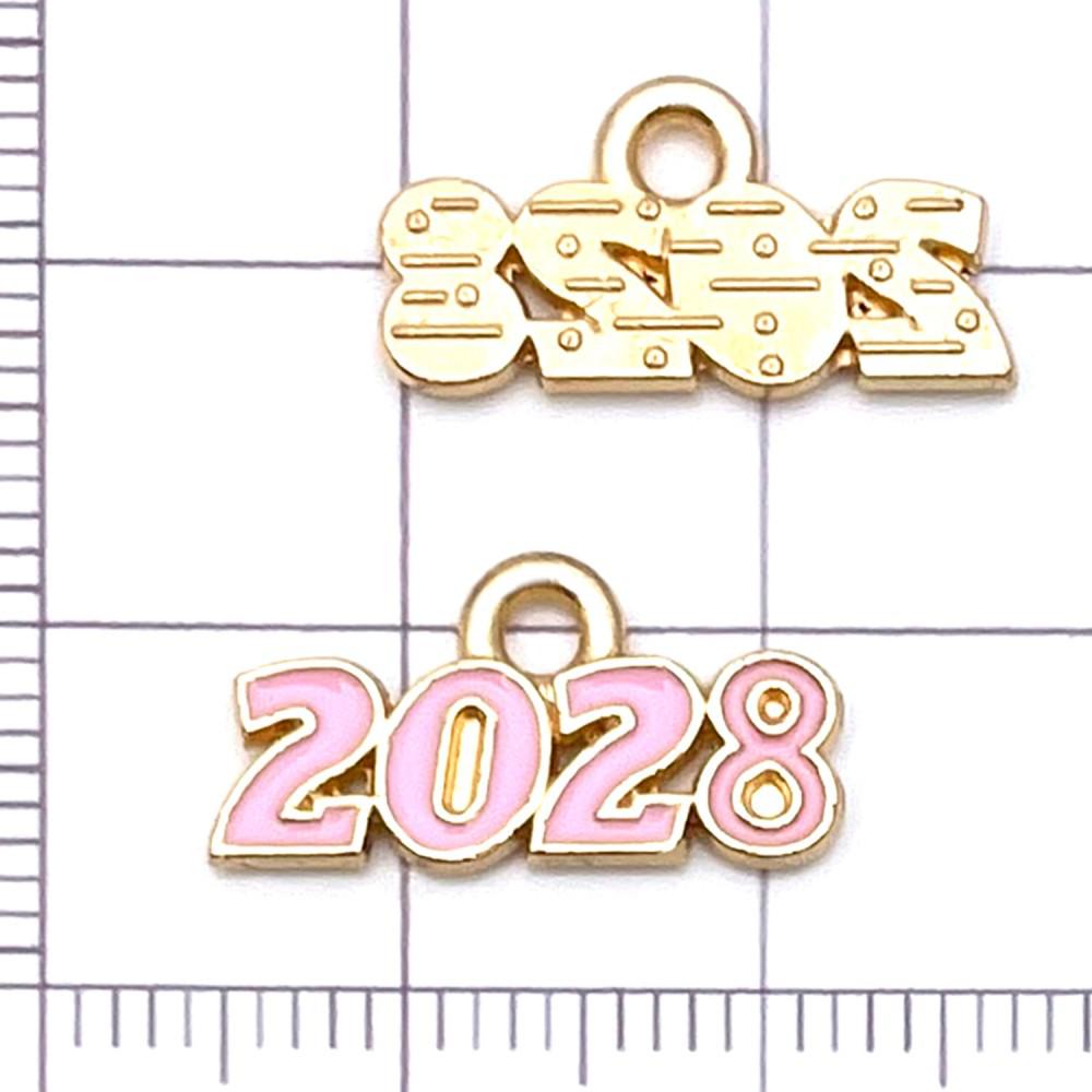 10 Colorful Enamel 2028 Year Number Charms for DIY Jewelry and Accessories