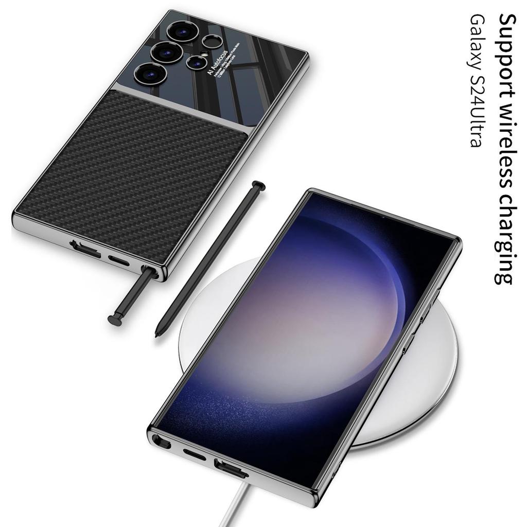 Carbon Fiber Texture Phone Case - S24Ultra Cross-Border Protective Leather Cover