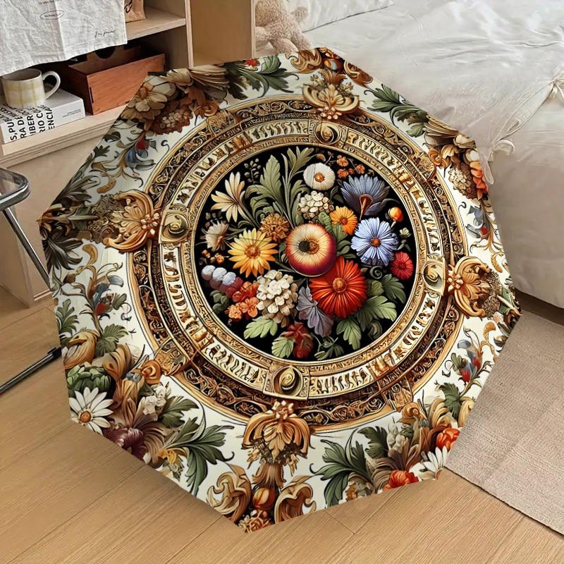 1 Stück Blumenverzierung Automatischer Öffnungs-/Schließschirm mit winddichtem, robustem 8-Rippen-Schirmdach, langlebigen Rippen, modischem Design 1249A