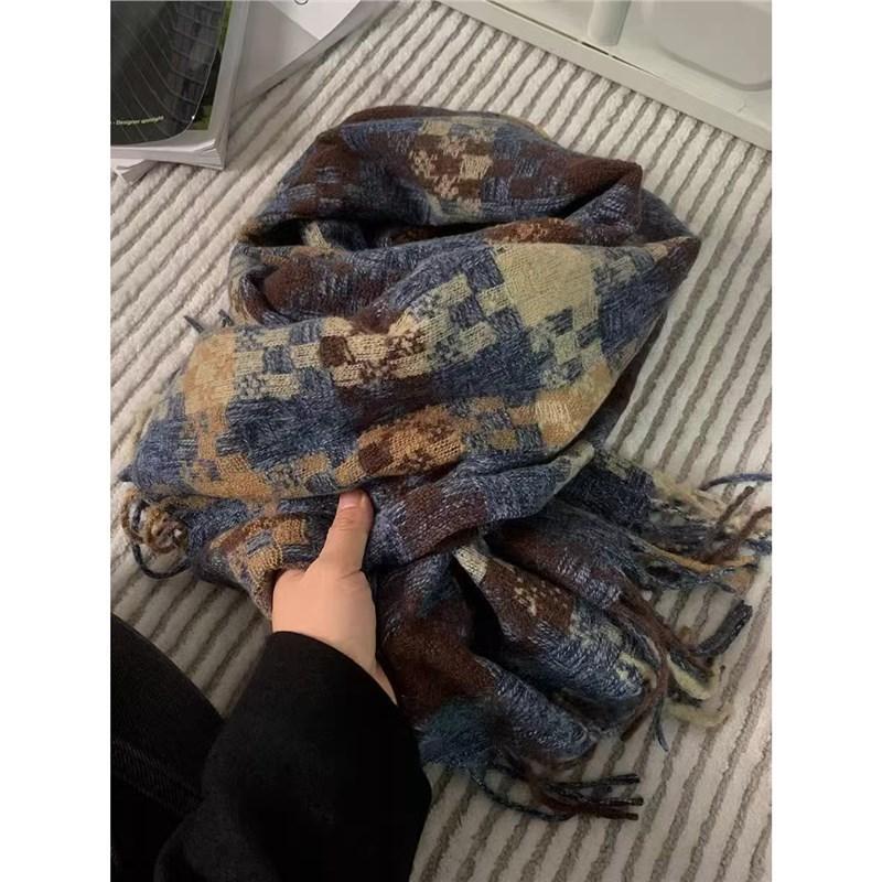 Scarf Winter New Collection Autumn/Winter Atmosphere Plaid Fringe For Couples, Warm And Student High-End Style Scarf
