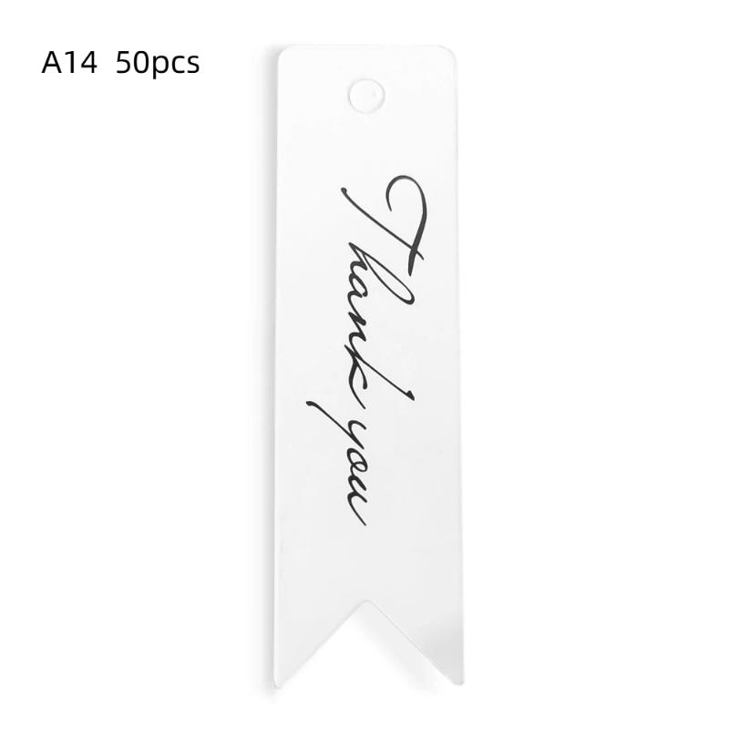 Thank You Tags 50Pcs Bronzing Stamping Black White Paper Card for Valentine's Day Gift Favor Retail Price Label