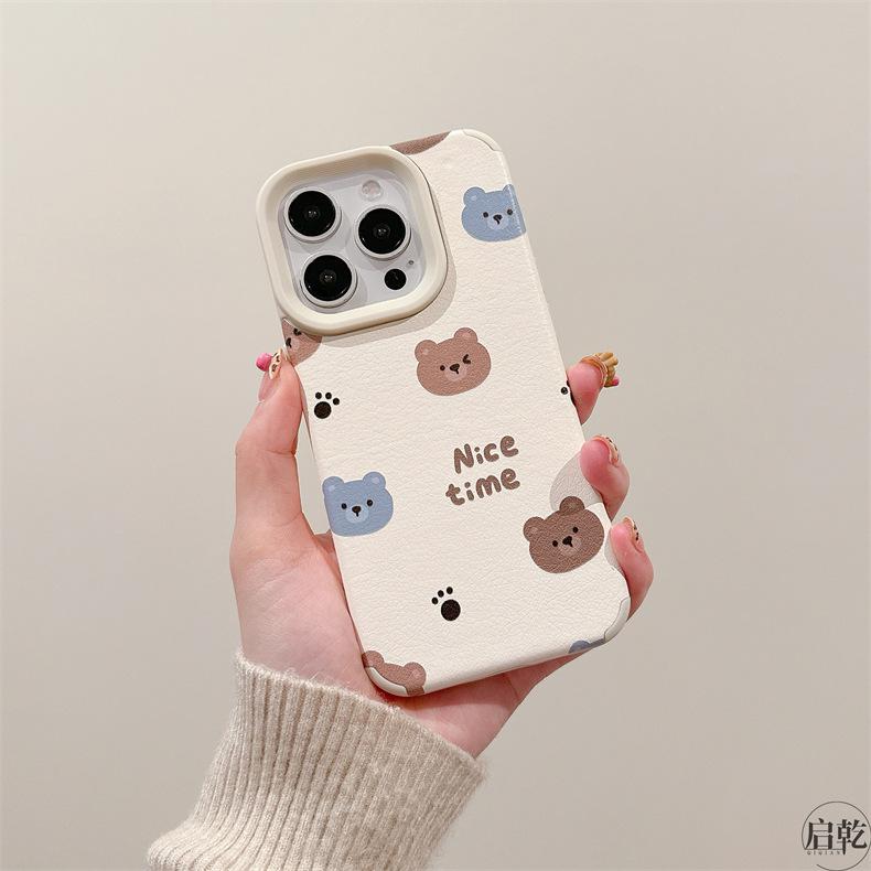 Korean Style Brown Bear for IPhone16/15 Mobile Phone Case for Apple 14/13 Promax Cartoon 12 Skin 11