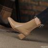 Fashion New Autumn Winter Style Thick Medium Heel Square Toe Short Boots for Women Knitted Simple Comfortable Daily  Women's Shoes