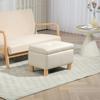 Storage Trunk For Bedroom 33L Upholstered In PU Storage Bench With Wooden Legs 60x38x40 Cm Cream