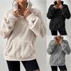 Women's High Neck Long Sleeve Loose Fit Fleece Half Zip Pullover Sweatshirt Autumn Commuter Wear
