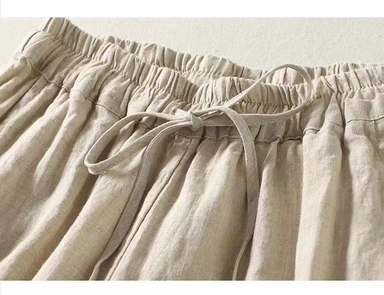 High Waist Retro Frog Button Cotton Harem Pants - Lightweight, Elastic, Tie Waist, Loose Fit for Spring/Summer