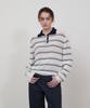 STEP AROUND Stripe Collar Linen Knit_Navy
