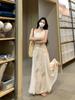 New Chinese Style Retro Ink Sling Dress Women's Summer Thin Splicing Waist Long Pendulum