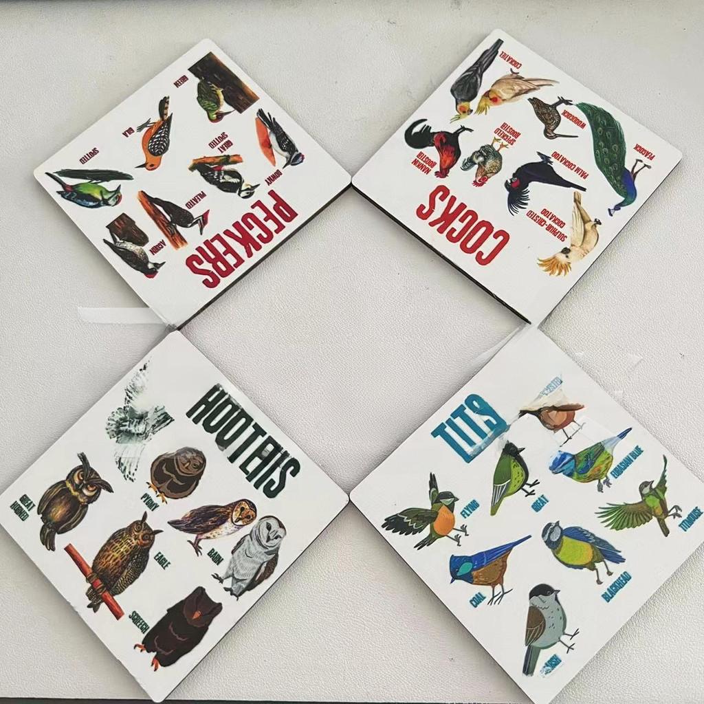 American Style Bird Pun Coasters Set Of 6 Durable Wooden Coasters Unique Home Decor