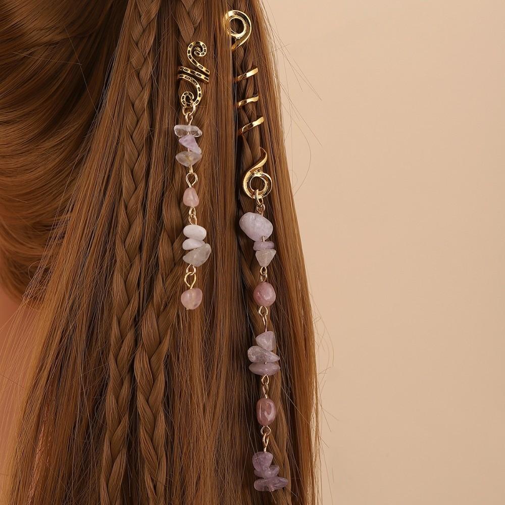 2Pcs/Set Vintage Ethnic Style Spiral Dreadlock Hair Clip Pendant Hair Loop  Women Dreadlock Styling