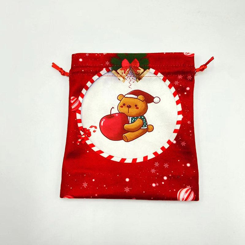 

5pcs Christmas Apple Bag Drawstring Christmas Eve Gift Bag Apple Gift Bag Flannel Apple Bag 5PCS